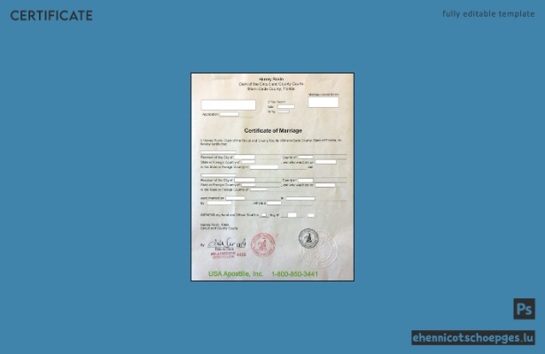 USA, Miami-Dade County, Florida: Beispiel einer Heiratsurkunde (Vorschau)